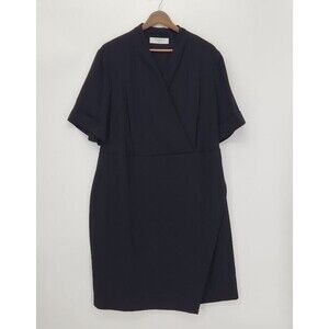 MM Lafleur Womens Tory Dress Surplice Faux Wrap Black Size 1X Plus